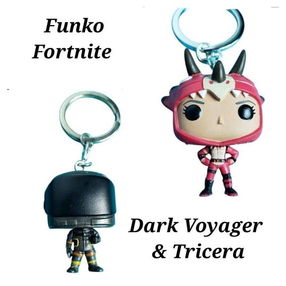 Funko Fortnite Dark Voyager & Tricera Pocket Pop Keychain Set - Picture 1 of 6